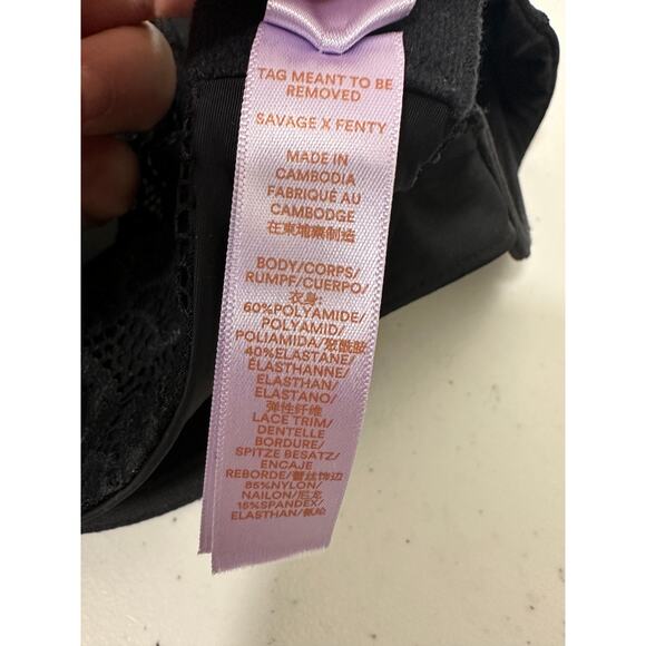 Savage X Fenty Women Size 38C Black Bra Underwire Lace Band Padded - Picture 8 of 8